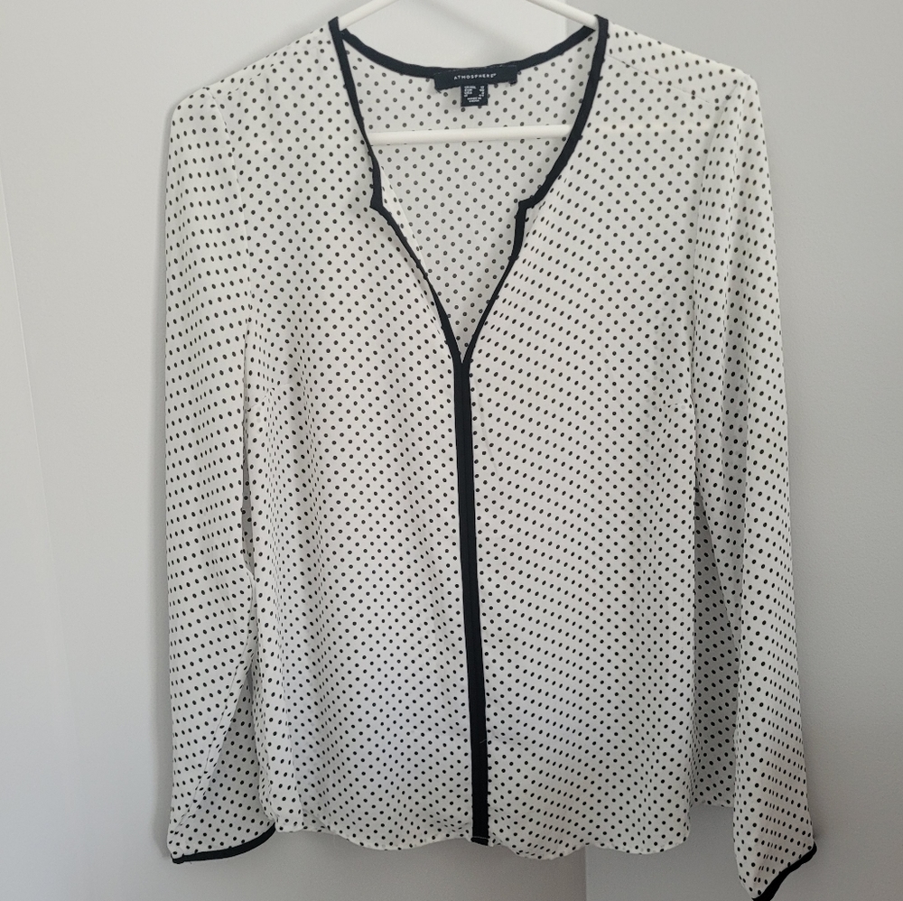 Atmosphere Black and White Polkadot Blouse